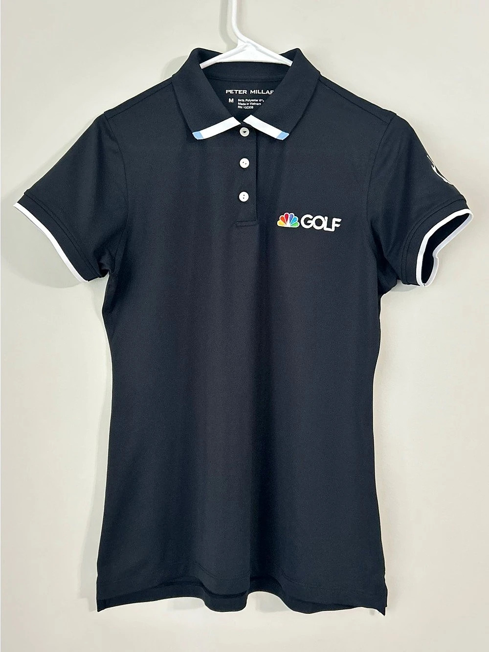 Peter Millar Embroidered NBC & Golf Black Polo Shirt Short Sleeve Medium